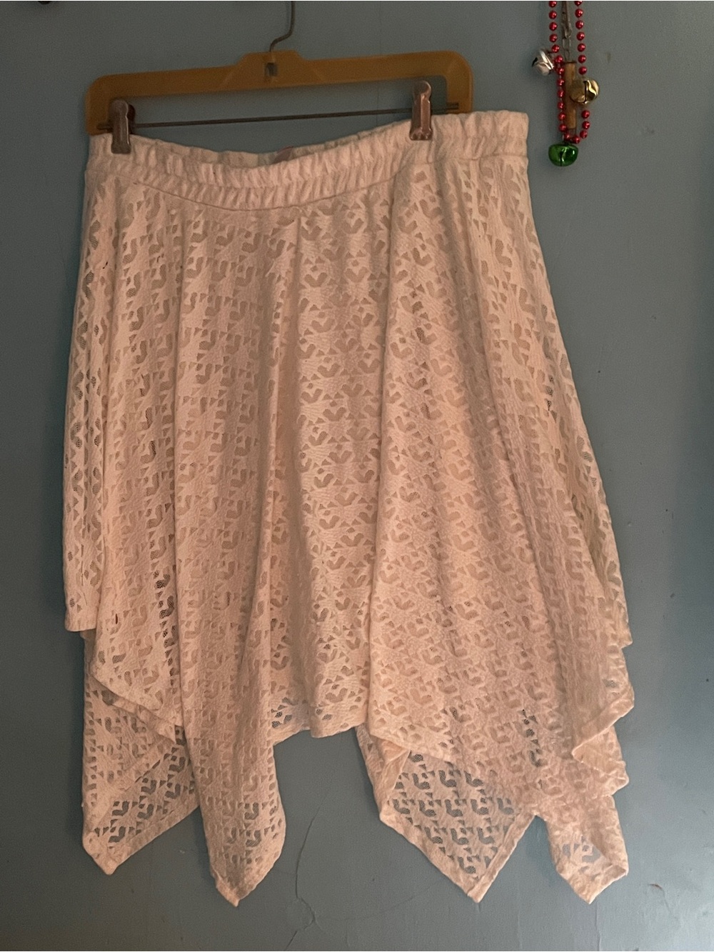 No Boundaries Ivory Lace Asymmetrical Handkerchief Skirt
